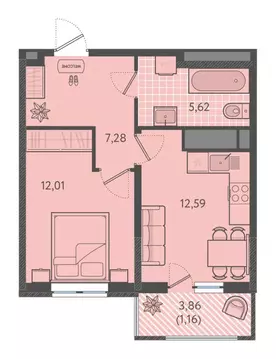 1-к кв. Краснодарский край, Краснодар Теплые Края жилой комплекс ...