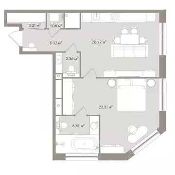 2-к кв. Москва 1-й Можайский туп., 8Ас15 (60.33 м)