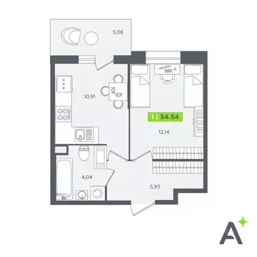 1-к кв. Ленинградская область, Кудрово г. Всеволожский район, ...