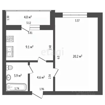 1-к кв. Башкортостан, Стерлитамакский район, Отрадовский сельсовет, с. ...