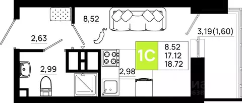 Студия Ростовская область, Ростов-на-Дону Нефтекачка кв-л, Октябрь ...