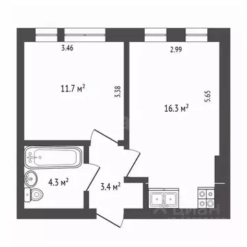 1-к кв. Калужская область, Калуга ул. Белые Росы, 1 (36.0 м)