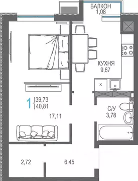 1-к кв. Крым, Симферопольский район, Гвардейское пгт, Республика жилой ...