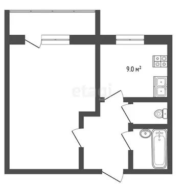 1-комнатная квартира: Миасс, Садовый переулок, 3 (35 м)