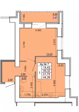 1-к кв. Костромская область, Кострома ул. Скворцова, 2 (41.79 м)