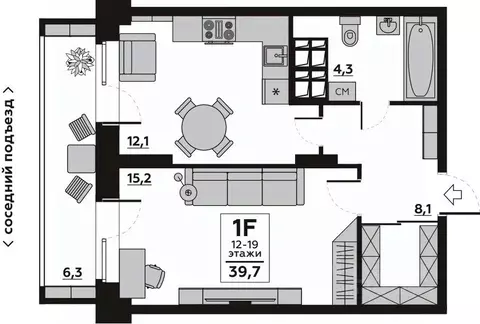 1-к кв. Волгоградская область, Волгоград Ангарская ул., 7 (39.7 м)