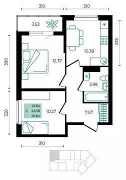 2-к кв. Адыгея, Майкопский район, пос. Тульский ул. Заречная (45.64 м)