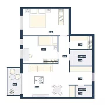 2-к кв. Краснодарский край, Анапа Лучи жилой комплекс (66.45 м)