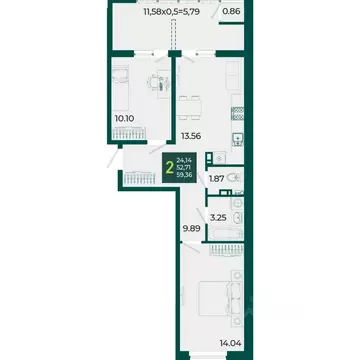 2-к кв. Краснодарский край, Краснодар Образцово мкр,  (59.36 м)