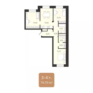 3-к кв. Ямало-Ненецкий АО, Новый Уренгой Уютный мкр, 3/1 (74.7 м)