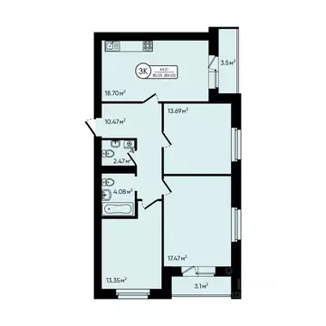 3-к кв. Ярославская область, Ярославский муниципальный округ, д. ...