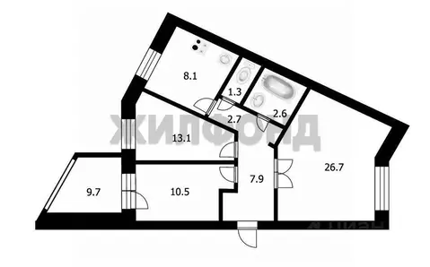 3-к кв. Новосибирская область, Новосибирск ул. Федосеева, 2 (76.0 м)