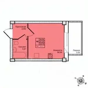 Студия Псковская область, Псков Техническая ул., 2 (23.75 м)