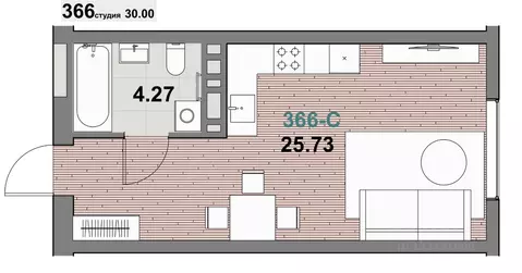 1-к кв. Калининградская область, Зеленоградск ул. Гагарина (30.0 м)