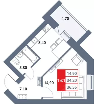 1-к кв. Башкортостан, Октябрьский 33-й мкр,  (36.55 м)