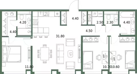 3-комнатная квартира: Москва, Ленинградское шоссе, 63 (91.6 м)