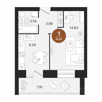 1-к кв. Марий Эл, Советский городское поселение, Советский пгт  (35.5 ...