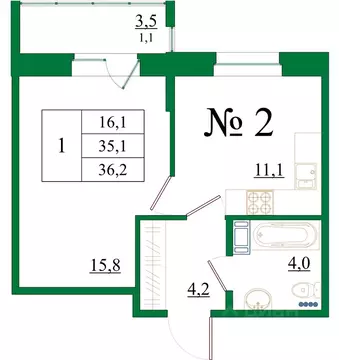 1-к кв. Ленинградская область, Гатчина Красносельское ш., 4А (36.2 м)