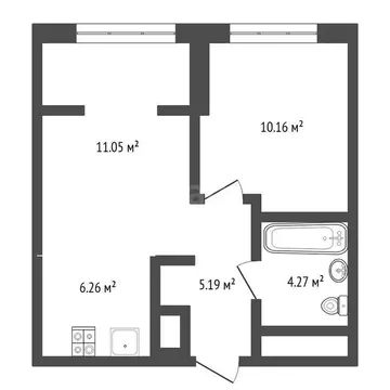 1-комнатная квартира: Тюмень, улица Первооткрывателей, 14 (36.2 м)