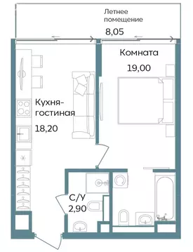 1-комнатная квартира: Республика Крым, Саки, курортный кластер Темпо ...