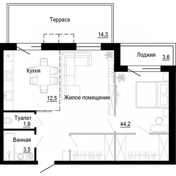 1-к кв. Приморский край, Владивосток ул. Бринера (62.2 м)