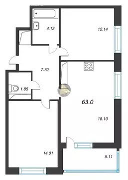 2-комнатная квартира: Санкт-Петербург, Кубинская улица, 76к1 (63 м)