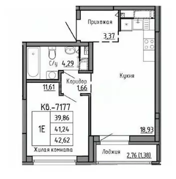 1-к кв. Тверская область, Тверь ул. 2-я Красина, 64 (42.5 м)