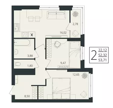 2-к кв. Волгоградская область, Волгоград ул. Степана Разина, 27/1 ...