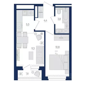 2-к кв. Башкортостан, Уфа бул. Яркий (34.1 м)