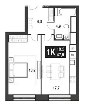 2-комнатная квартира: Москва, проезд Серебрякова, 11к2 (47.6 м)