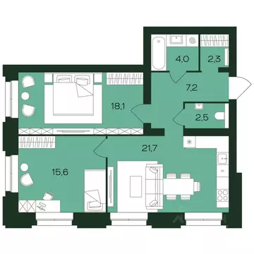 2-к кв. Чувашия, Чебоксары просп. Чебоксарский (71.4 м)
