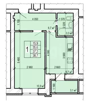 1-комнатная квартира: Энгельс, Новобазарная улица, 1 (38.6 м)