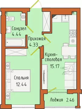 1-к кв. Калининградская область, Светлогорск пос. Отрадное,  (38.84 м)