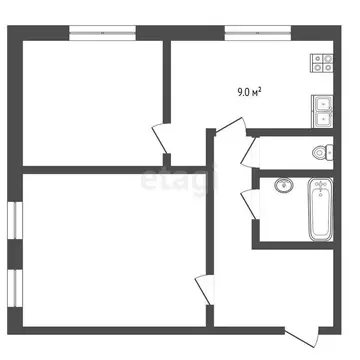 2-комнатная квартира: Алапаевск, улица Флегонта Кабакова, 31 (45.3 м)