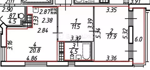 1-комнатная квартира: Санкт-Петербург, Среднерогатская улица, 11 (55 ...