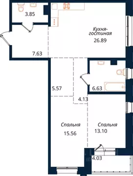 2-к кв. Иркутская область, Иркутск ул. Юрия Левитанского, 16/1 (87.3 ...