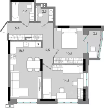 2-к кв. Удмуртия, Ижевск Северо-Западный жилрайон, 2-й мкр, Новый ...