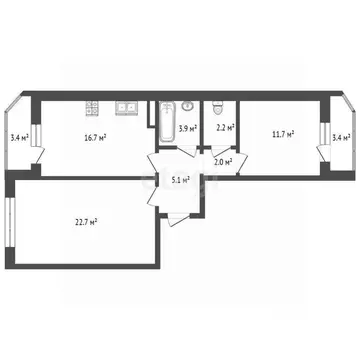 2-к кв. Ростовская область, Ростов-на-Дону ул. Висаитова, 6/10 (64.4 ...
