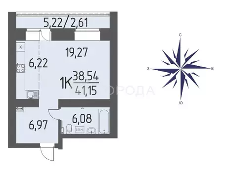 1-комнатная квартира: Кисловка, микрорайон Левобережный, улица Петра ...