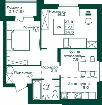 2-к кв. Алтай, Майминский район, с. Майма Алтайская ул., 2к5 (54.5 м)