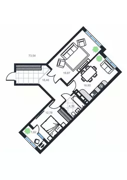 2-к кв. Дагестан, Каспийск просп. Акулиничева (73.54 м)