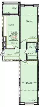 2-к кв. Калининградская область, Гурьевский муниципальный округ, пос. ...