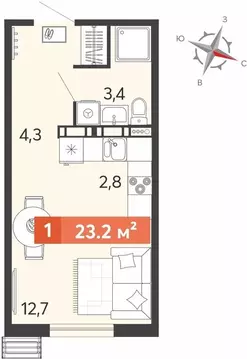 Квартира-студия: Нижнеломовский район, село Кривошеевка (23.2 м)