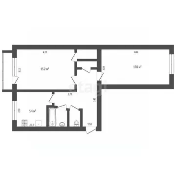 2-к кв. Тюменская область, Тюмень ул. Гастелло, 71 (47.5 м)