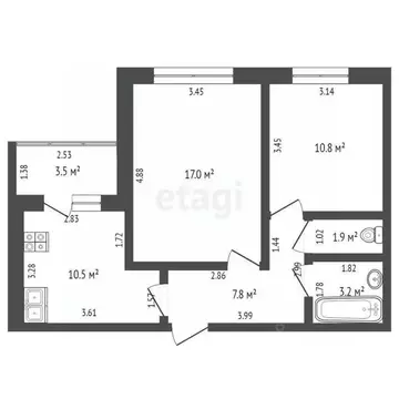 2-к кв. Башкортостан, Стерлитамак ул. Машиностроителей, 64 (51.6 м)