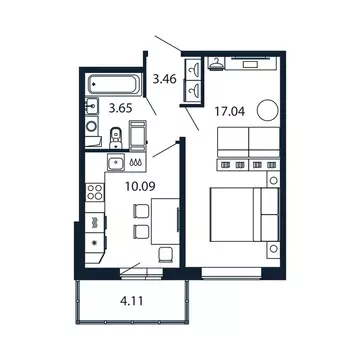 1-комнатная квартира: Мурино, Ручьёвский проспект, 20 (33.7 м)
