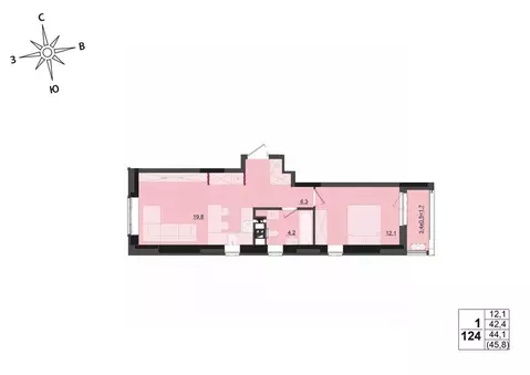 1-к кв. Удмуртия, Ижевск ул. Леваневского (44.1 м)