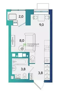 Квартира-студия: Ижевск, улица Архитектора П.П. Берша, 42 (26.3 м)
