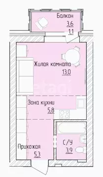 Студия Алтайский край, Барнаул ВРЗ мкр, бул. 9 Января, 14 (31.0 м)