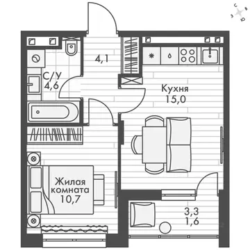 1-к кв. Татарстан, Зеленодольский район, Октябрьское с/пос, пос. ...